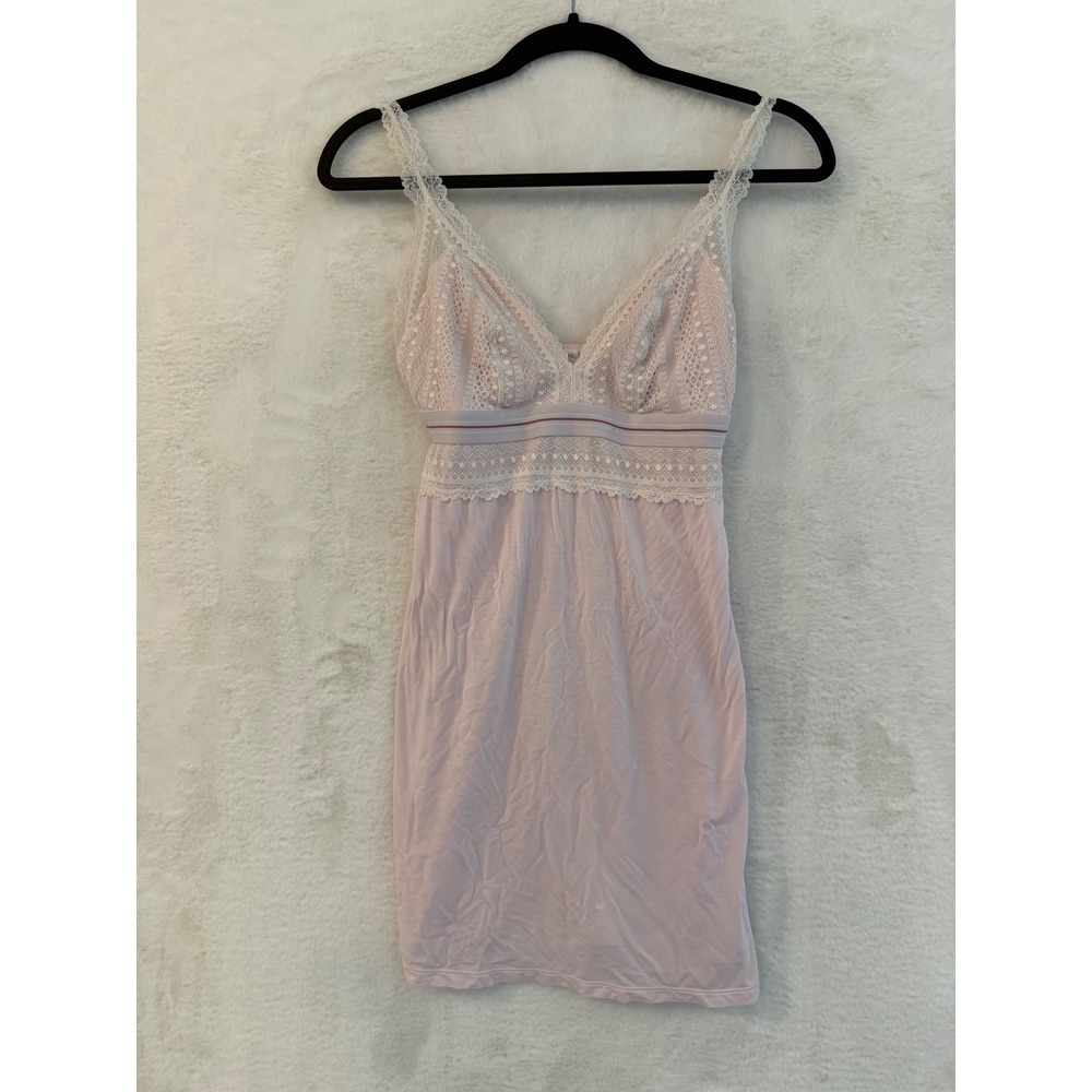 Oysho Pink Lace Trim Chemise Nightdress Women Medium Empire Waist Sleepwear
